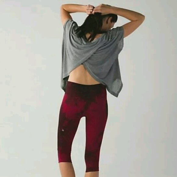 lululemon athletica Pants - Lululemon In The Flow Crop II Tie Dye Wine Berry